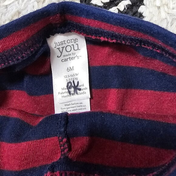 Carter's Baby Boy 2 piece Long Sleeve Striped Rookie Set 6 Months - Picture 6 of 7